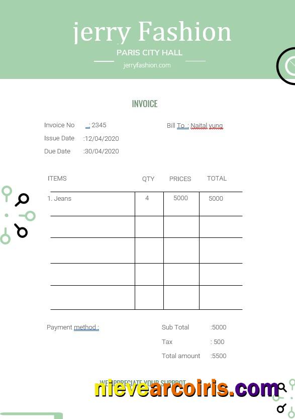Fashion Store Invoice